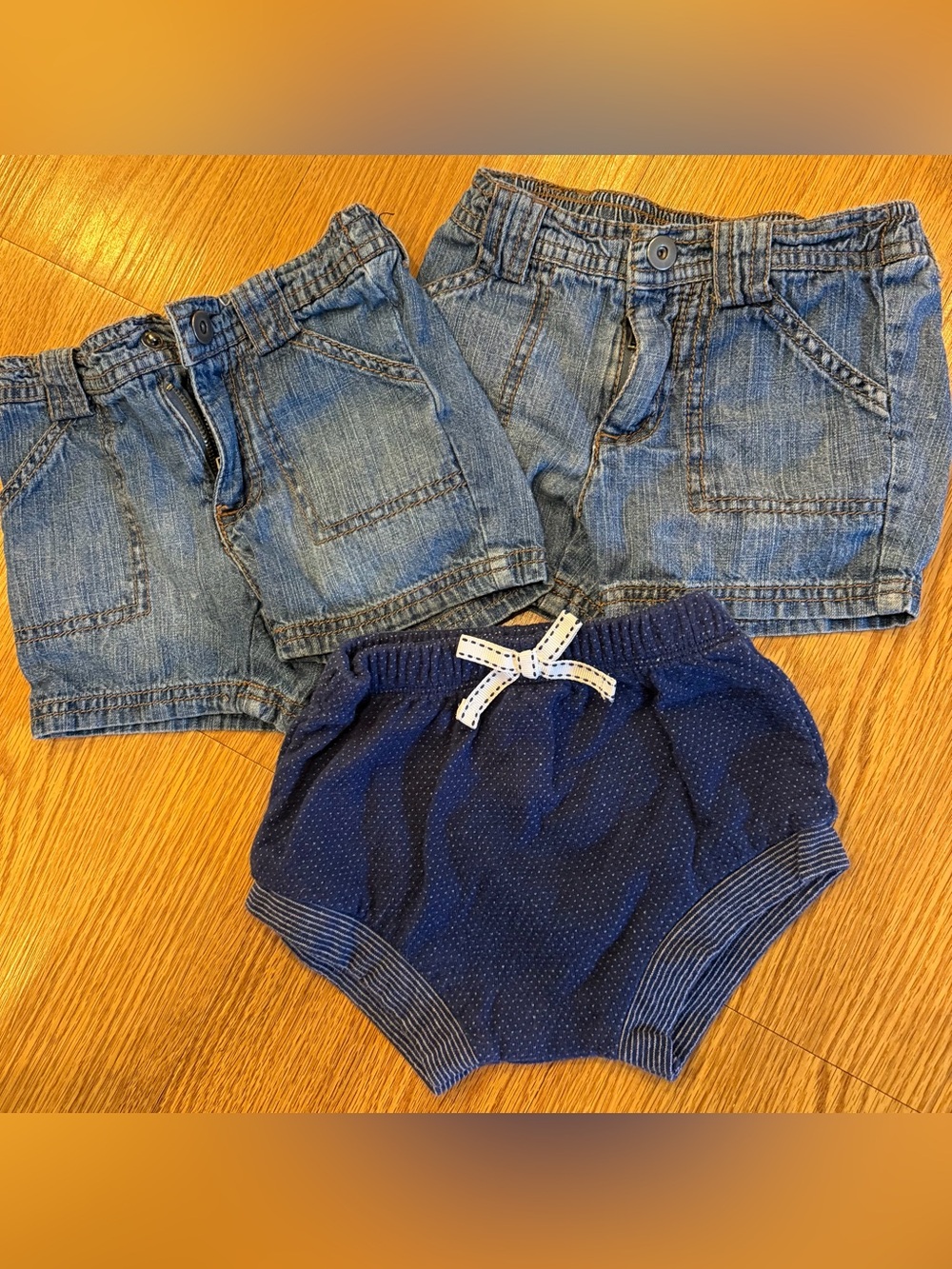 Baby 18M Shorts Lot of 3 | Denim Jean Shorts + Navy Bloomers | 18 Months